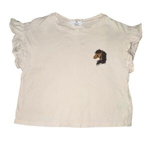 H&M Kids Cream Horse Embroidered Top size 7-8
